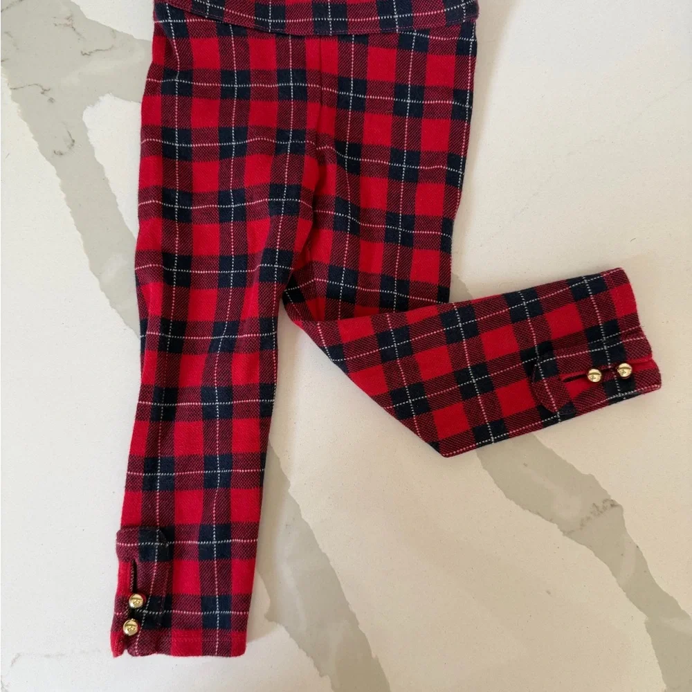 Janie and Jack Red and Black Plaid Leggings